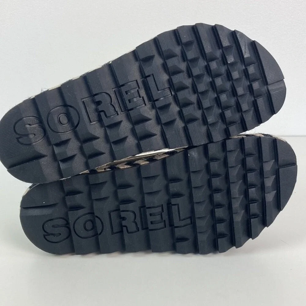 Sorel Sandals 6.5 Black Roaming Criss Cross Platform Espadrille Leather Strappy